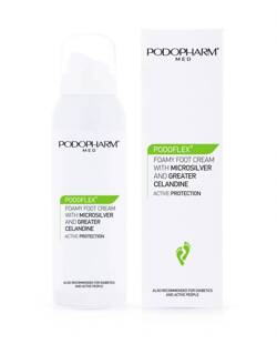 PODOFLEX Foamy foot cream with microsilver and greater Celandine, 125 ml