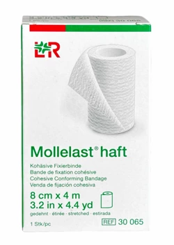 Mollelast® embroidered cohesive support bandage 8 cm x 4 m, 1 roll