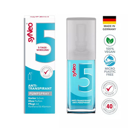 syNeo 5 UNISEX, VEGAN - 5-day antiperspirant spray against excessive sweating, 30 ml, 1 pc