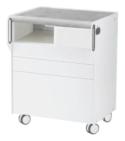 Szafka podologiczna RUCK ROOM move M z przegrodą na frezarkę po lewej stronie, 3 szuflady, CPL szary