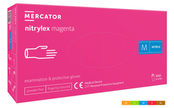 Rękawice nitrylowe nitrylex® magenta, M, 100 szt.