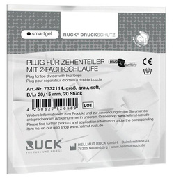 Kliny korekcyjne RUCK® smartgel plug+switch, prostokątne, szare, duże, soft, 20 szt