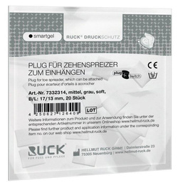 Kliny korekcyjne RUCK® smartgel plug+switch, asymetryczne, szare, średnie, soft, 20 szt