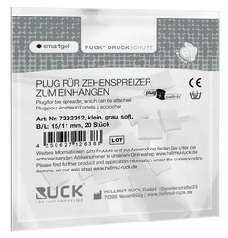 Kliny korekcyjne RUCK® smartgel plug+switch, asymetryczne, szare, małe, soft, 20 szt