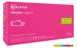 Rękawice nitrylowe nitrylex® magenta, S, 100 szt.