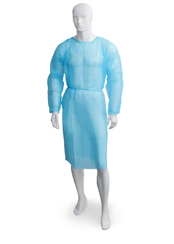 Protective medical apron made of non-woven fabric, blue, size L, elastic band, 10 pcs.
