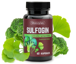 Sulfogin sulforafan + ginkgo biloba, 60 kapsułek, (ukł nerwowy, wzrok, słuch, demencja, przeciwzapalnie i detoksykująco, antyoksydacyjne, helicobacter pylori)