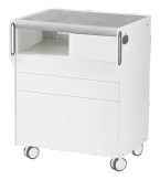 Szafka podologiczna RUCK ROOM move M z przegrodą na frezarkę po lewej stronie, 3 szuflady, CPL szary