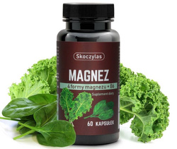 Magnez 4 formy - szpinak, jarmuż, 60 kapsułek, (na mięśnie, metabolizm energetyczny, nerwy, regulacja aktywności hormonalnej)