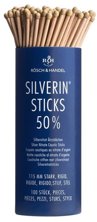 Patyczki Silverin® do leczenia brodawek wirusowych, azotan srebra 50%, sztywne 115 mm, 100 szt.