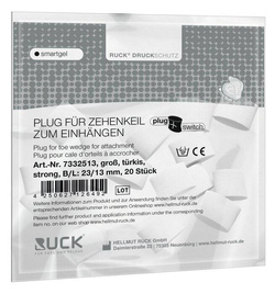 Kliny korekcyjne RUCK® smartgel plug+switch, elipsoidalne, turkusowe, duże, strong, 20 szt