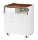 Szafka podologiczna RUCK ROOM move M z przegrodą na frezarkę po prawej stronie, 3 szuflady, CPL orzech