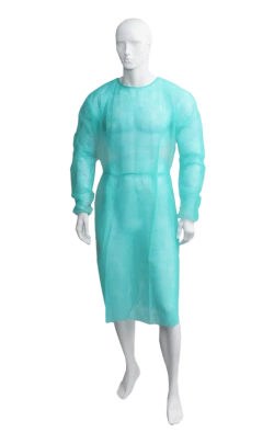 Protective medical apron made of non-woven fabric, green, size L, elastic band, 10 pcs.