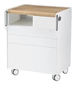 Szafka podologiczna RUCK ROOM move M z przegrodą na frezarkę po lewej stronie, 3 szuflady, CPL dąb