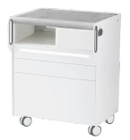 Szafka podologiczna RUCK ROOM move M LED, 3 szuflady, CPL Szary, wnęka lewa, otwór na lampę po prawej stronie