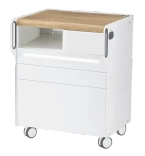 Szafka podologiczna RUCK ROOM move M LED, 3 szuflady, CPL dąb, wnęka lewa, otwór na lampę po prawej stronie