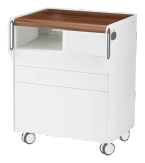 Szafka podologiczna RUCK ROOM move M z przegrodą na frezarkę po lewej stronie, 3 szuflady, CPL orzech